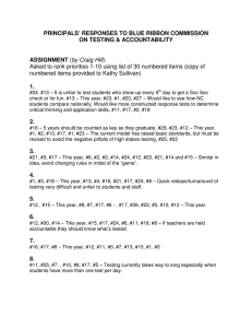 PRINCIPALS’ RESPONSES TO BLUE RIBBON COMMISSION ON TESTING &amp; ACCOUNTABILITY  ASSIGNMENT