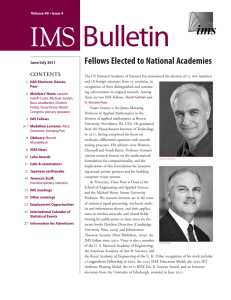 Bulletin IMS   Fellows Elected to National Academies Contents