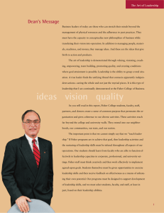 Dean’s Message The Art of Leadership