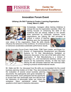 Center for Operational Excellence Innovation Forum Event