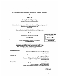 An  Evaluation of Indium Antimonide  Quantum  Well ... Jingwei  Liu B.  Eng., Electrical  Engineering By