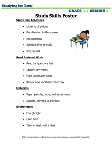 Study Skills Poster: Grades 3-5 Test Prep