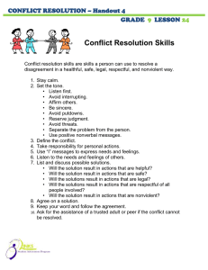 Conflict Resolution Skills: Grade 9 Handout
