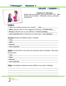 “I Messages”       Handout ... GRADE LESSON