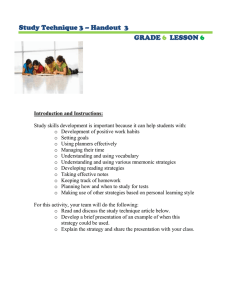 Study Technique 3 – Handout  3 GRADE LESSON