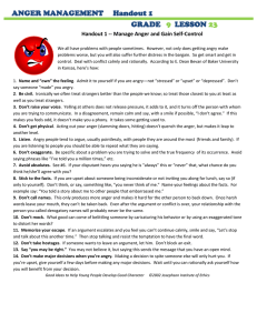 ANGER MANAGEMENT     Handout 1 GRADE LESSON