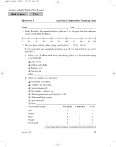 H 3 Academic Motivation Tracking Form