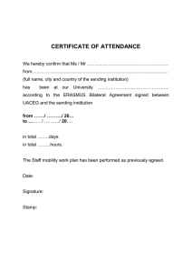 ERASMUS Attendance Certificate Template