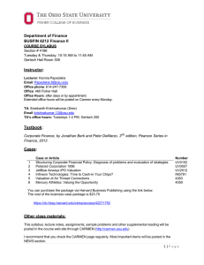 BUSFIN 6212 Finance II Syllabus - Ohio State University