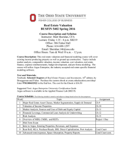 Real Estate Valuation BUSFIN 5402 Spring 2016