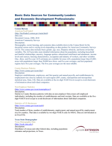 Basic Data Sources for Community Leaders and Economic Development Professionals: