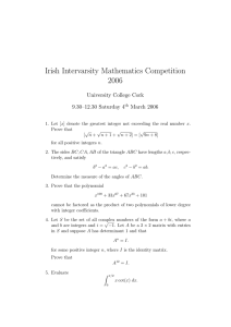 Irish Intervarsity Mathematics Competition 2006 University College Cork 9.30–12.30 Saturday 4