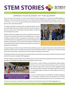 STEM STORIES Spend your Sunday at the Quarry