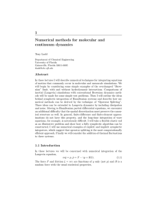 1 Numerical methods for molecular and continuum dynamics Abstract