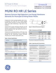 MUNI RO HR LE Series Elements for Municipal Drinking Water Plants
