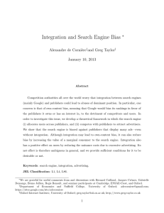 Integration and Search Engine Bias ∗ Alexandre de Corni`ere Greg Taylor