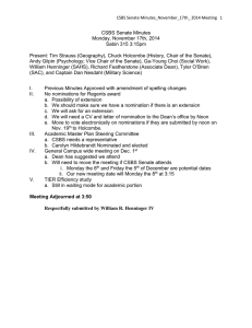 CSBS Senate Minutes Monday, November 17th, 2014 Sabin 315 3:15pm