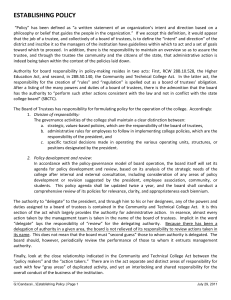 ESTABLISHING POLICY