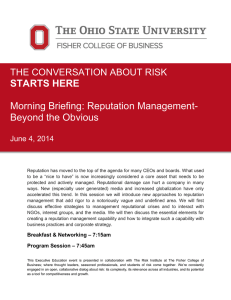 Morning Briefing: Reputation Management- Beyond the Obvious STARTS HERE