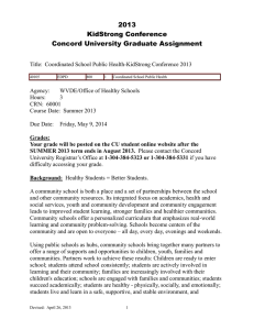 2013 KidStrong Conference Concord University Graduate Assignment