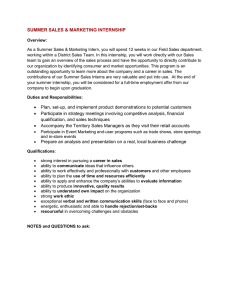 SUMMER SALES &amp; MARKETING INTERNSHIP