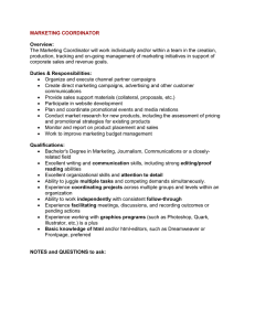 MARKETING COORDINATOR  Overview: