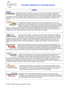 Transition WVLearns e-Learning Course TOPIC