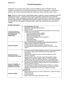 PLAAFP IEP Reminders: Activity Sheet