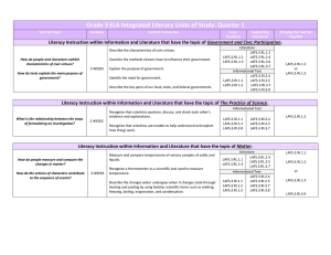 Grade 3 ELA Integrated Literacy Units of Study: Quarter 1