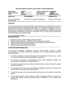 SCHOOL BOARD OF SAINT LUCIE COUNTY JOB DESCRIPTION  Position No. 63103