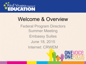 Welcome &amp; Overview Federal Program Directors Summer Meeting Embassy Suites