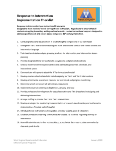 Response to Intervention Implementation Checklist