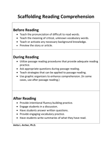 Scaffolding Reading Comprehension  Before Reading During Reading