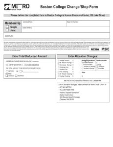 Boston College Change/Stop Form  Membership Single