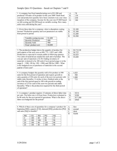 Sample Quiz #3 Questions – based on Chapters 7 and...