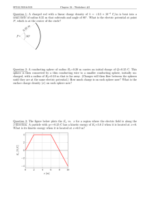 Question 1: A charged rod with a linear charge density... C/m is bent into a