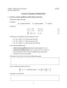 Lesson 11. Dynamics of Market Price 1