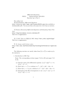 Differential Equations SM212 Spring Semester 2013-2014 Exercises up to Test 3
