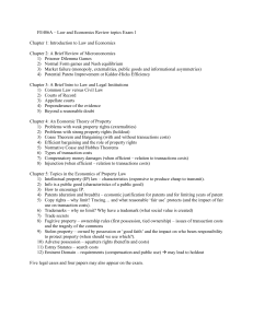 FE486A – Law and Economics Review topics Exam 1