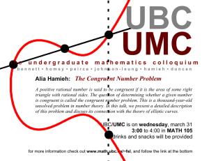 UMC UBC The Congruent Number Problem