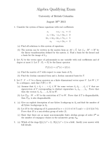 Algebra Qualifying Exam University of British Columbia August 30 2013