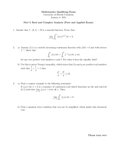 Mathematics Qualifying Exam University of British Columbia January 8, 2011