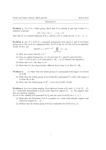 Fields and Galois Theory, Math 422-501 March 2015 Homework 5
