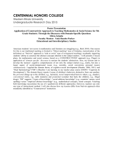 CENTENNIAL HONORS COLLEGE Western Illinois University Undergraduate Research Day 2015