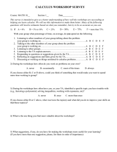 CALCULUS WORKSHOP SURVEY