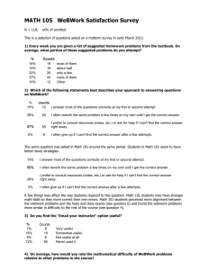 MATH 105   WeBWork Satisfaction Survey