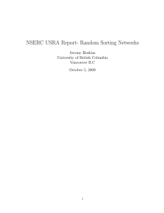 NSERC USRA Report- Random Sorting Networks Jeremy Hoskins University of British Columbia