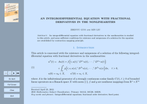 AN INTEGRODIFFERENTIAL EQUATION WITH FRACTIONAL DERIVATIVES IN THE NONLINEARITIES