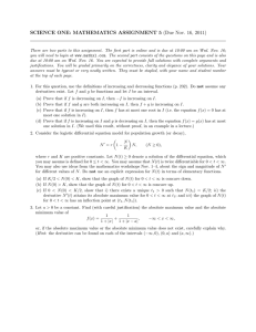 SCIENCE ONE: MATHEMATICS ASSIGNMENT 5 (Due Nov. 16, 2011)