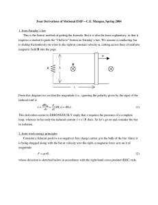 Four Derivations of Motional EMF—C.E. Mungan, Spring 2004